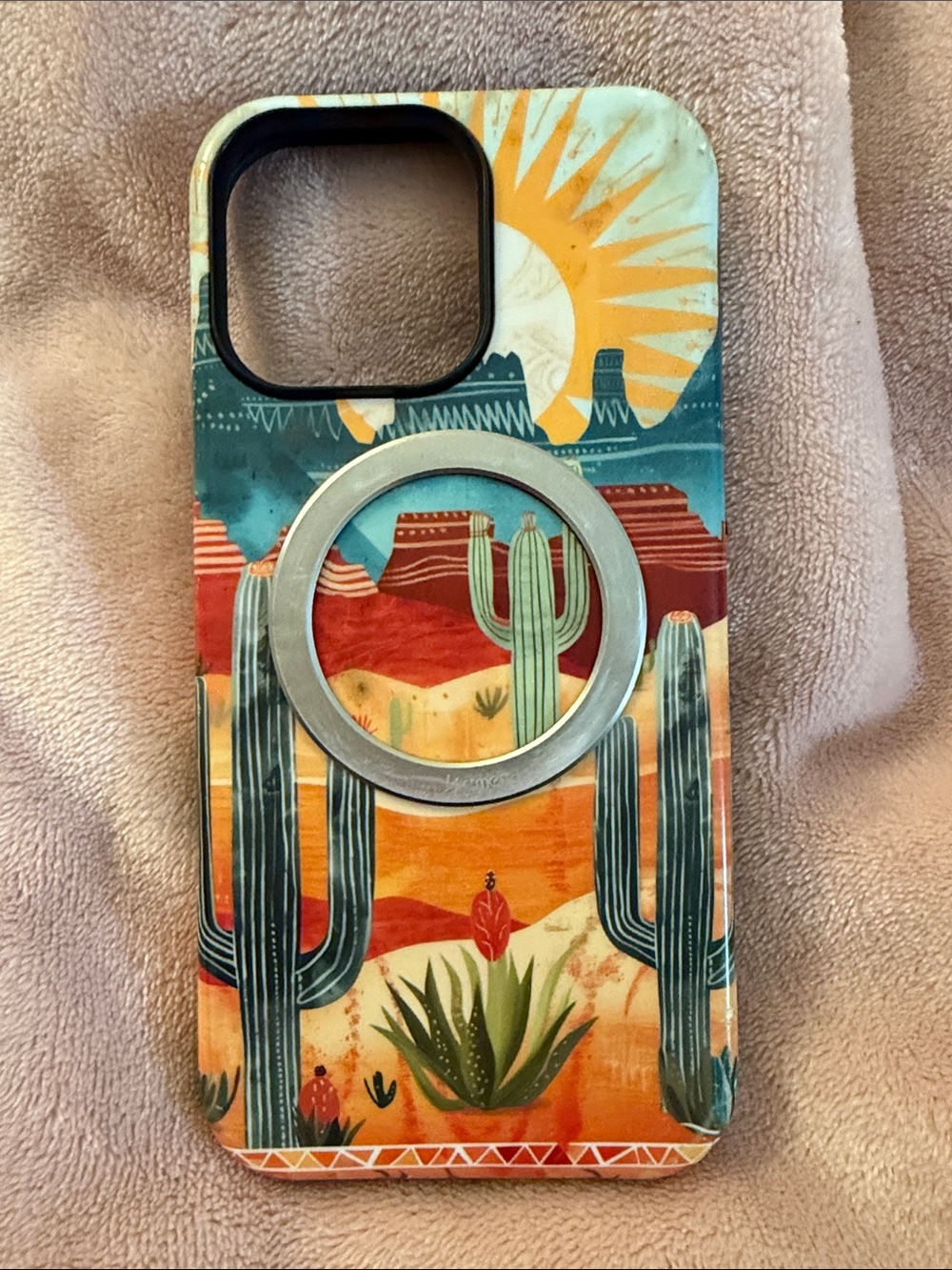 Desert Cactus MagSafe-Compatible Phone Case - Orange Teal